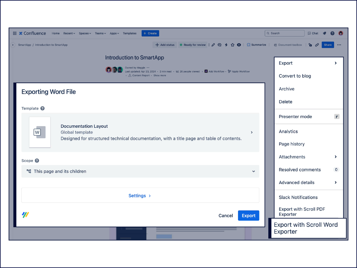 Export Word Documents Effortlessly from Confluence Illustration