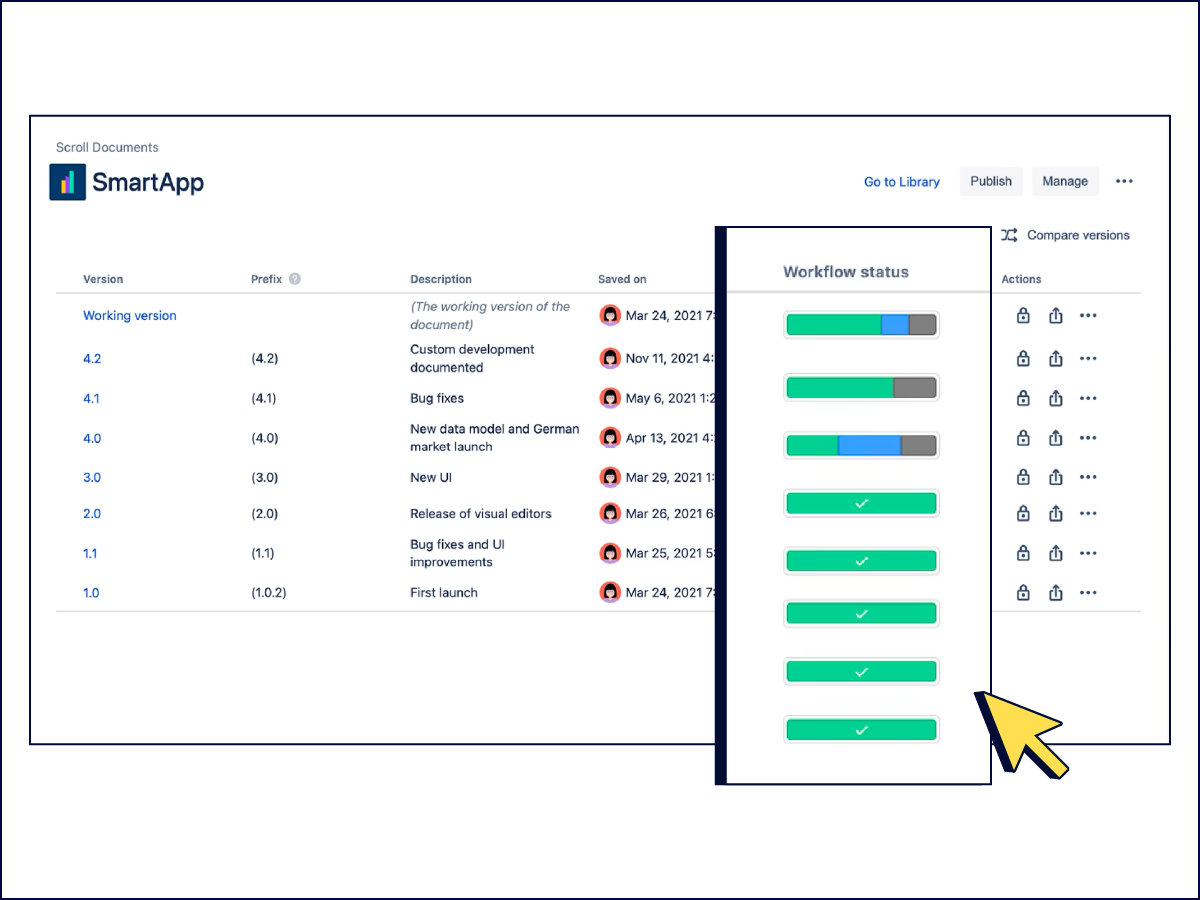 Save, Compare, and Track Versions Illustration